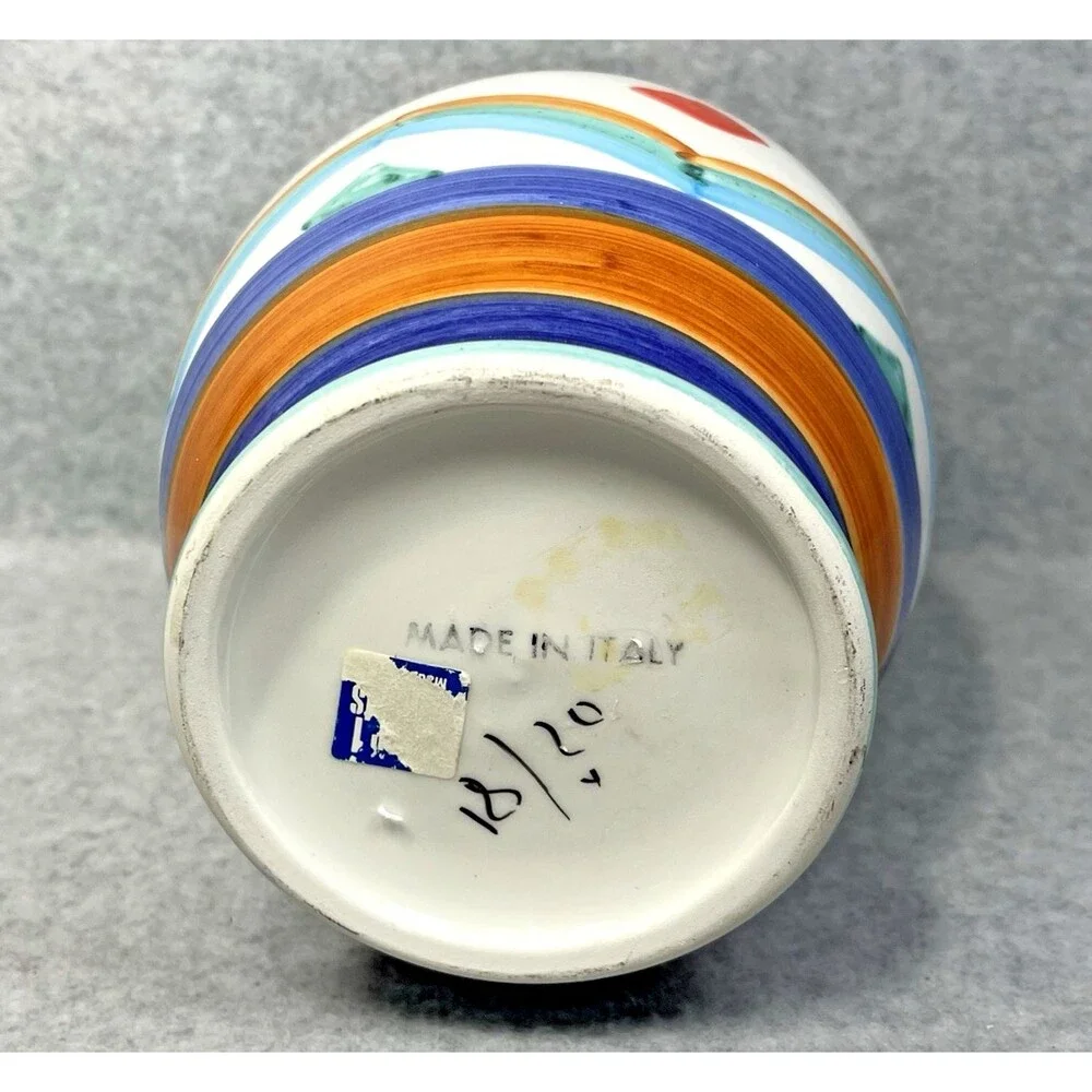 Pier 1 Imports Handpainted Italian Vase Made In Italy Ceramic Colorful Geometric